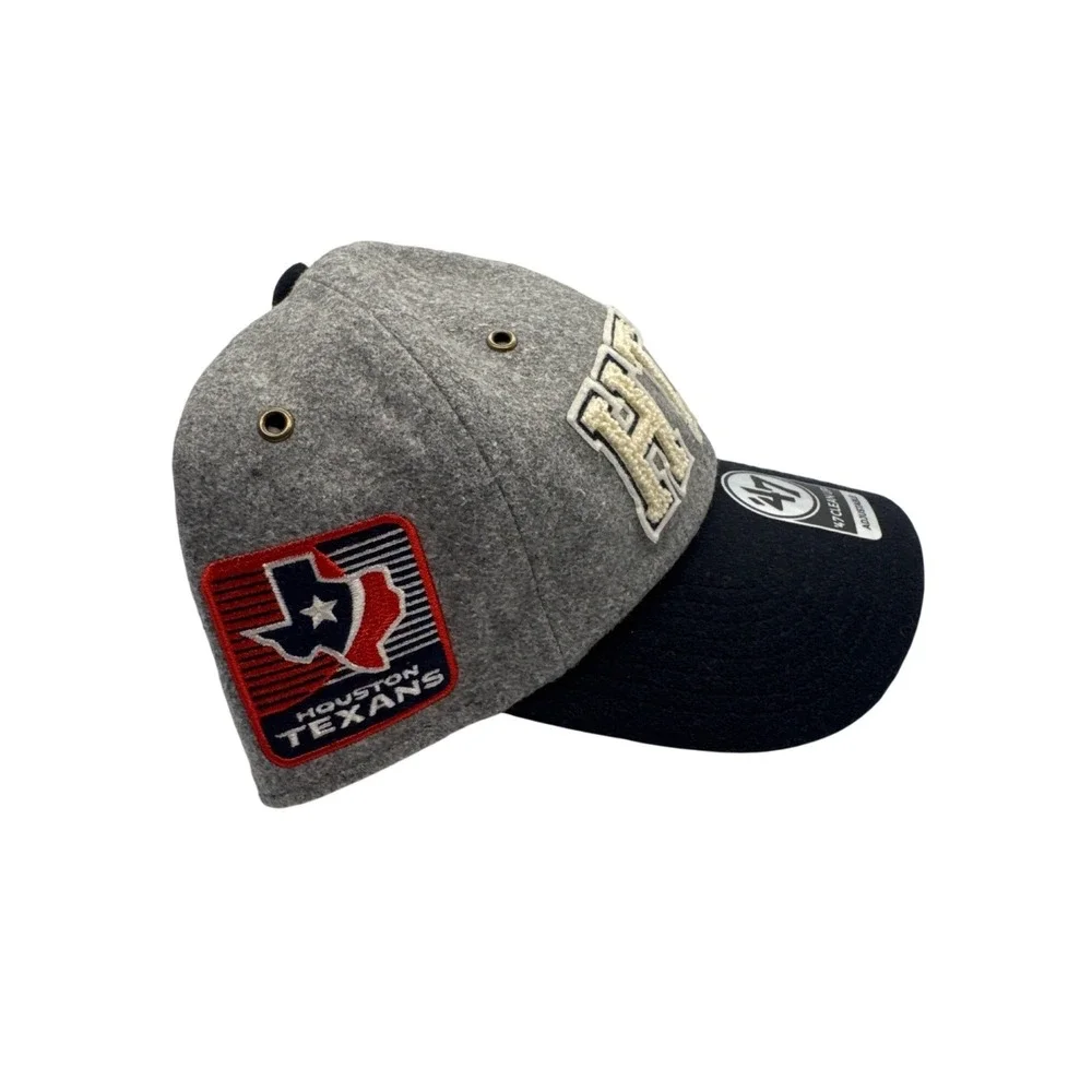 Houston Texans Adjustable 47 Clean Up Cap HTX Stoney Clover Grey Wool Blend OSFA - Picture 3 of 6